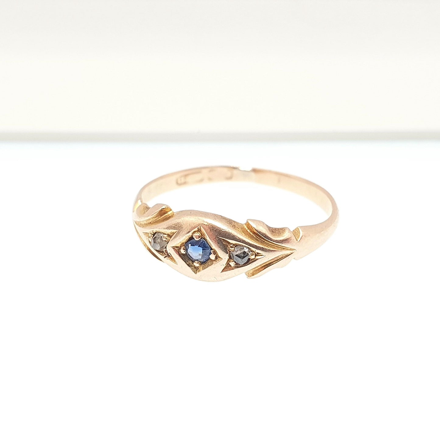 Antique 15ct Gold Sapphire Ring Diamond Victorian Solid 625 15 Carat Fine Estate Womens Vintage Jewelry Jewellery