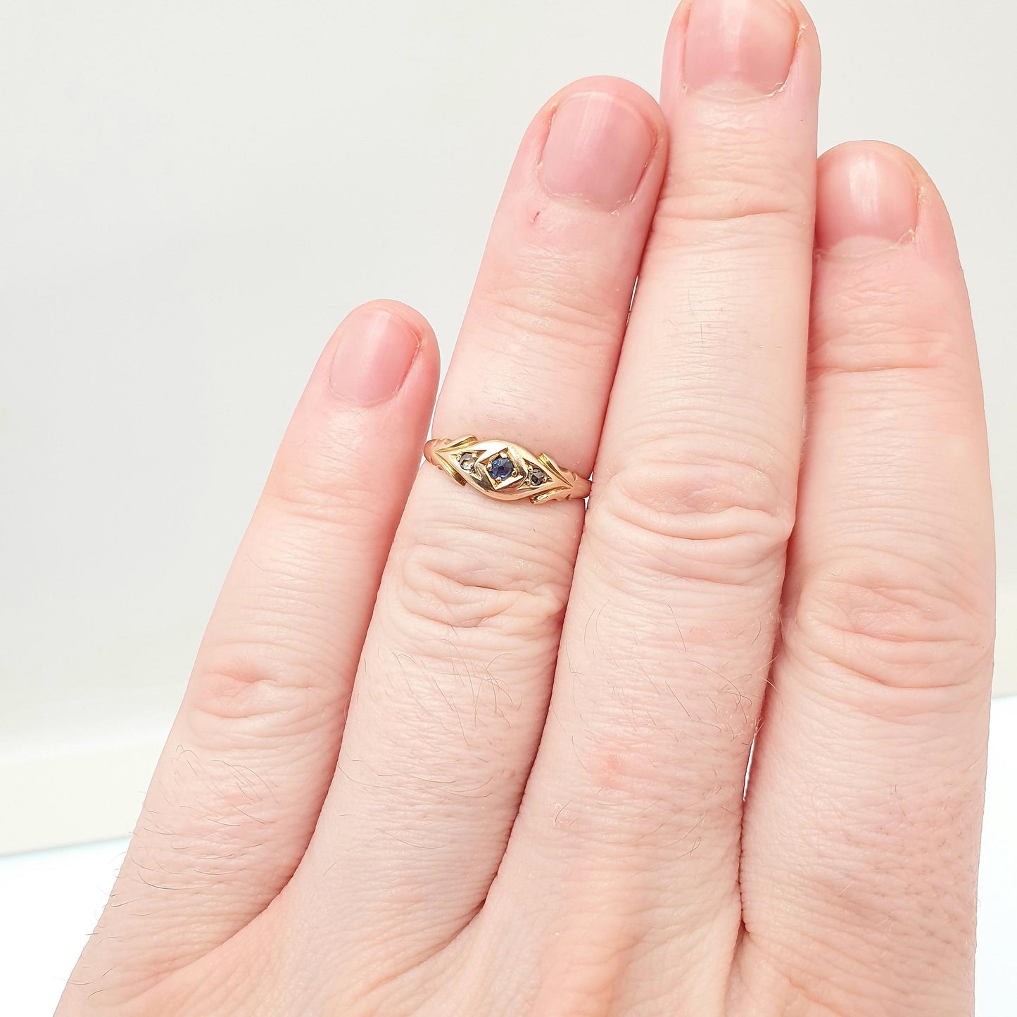 Antique 15ct Gold Sapphire Ring Diamond Victorian Solid 625 15 Carat Fine Estate Womens Vintage Jewelry Jewellery