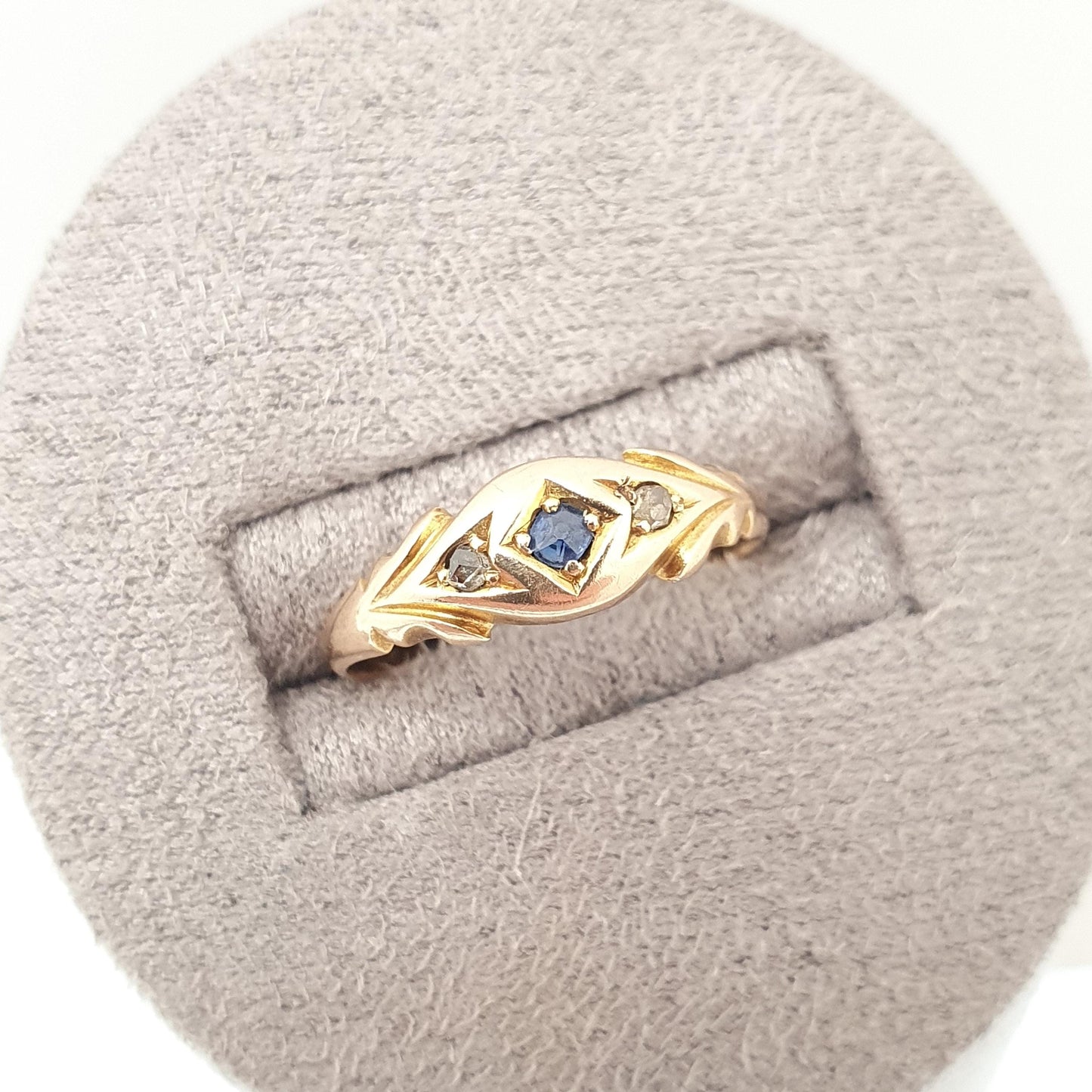 Antique 15ct Gold Sapphire Ring Diamond Victorian Solid 625 15 Carat Fine Estate Womens Vintage Jewelry Jewellery