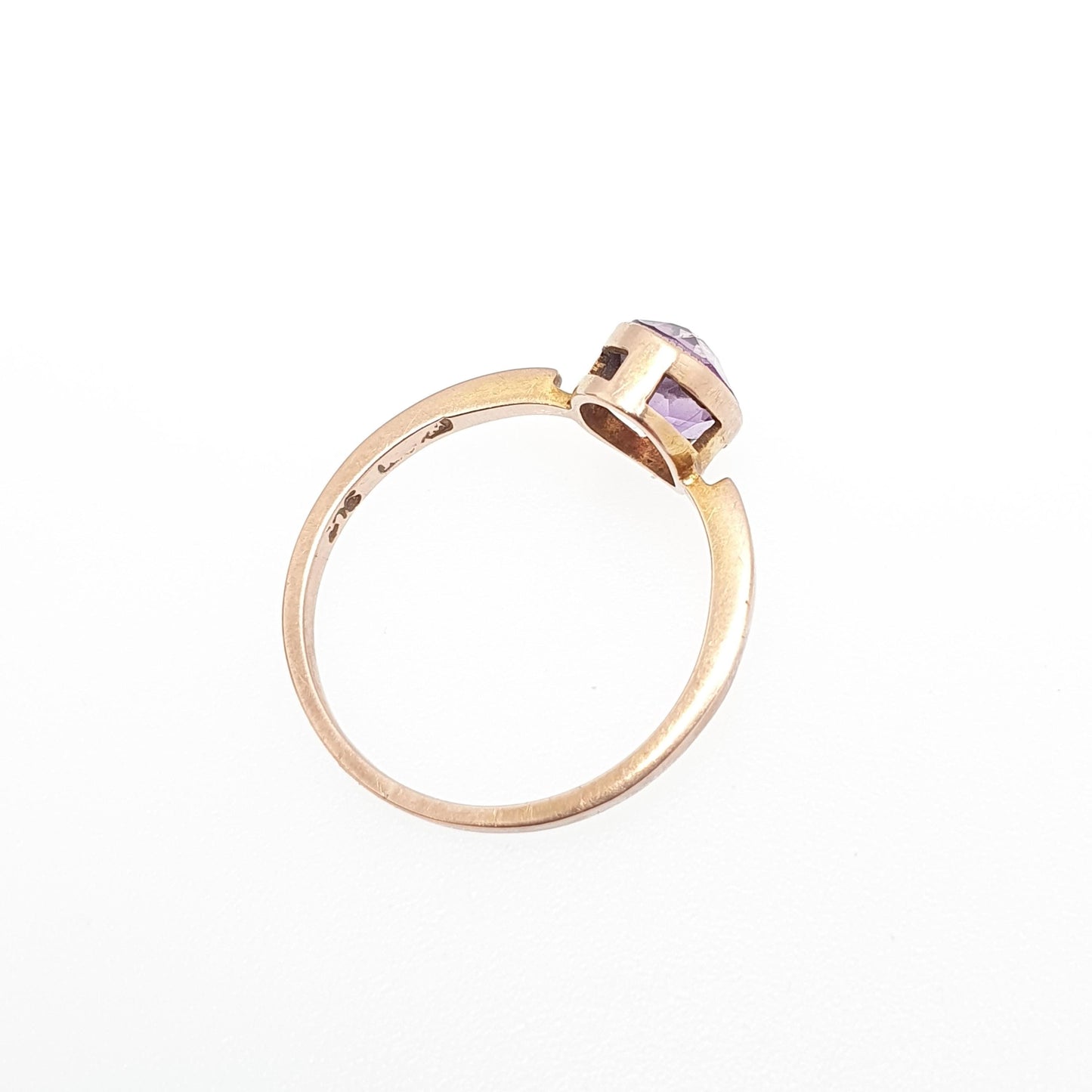 Antique 9ct 9k Gold Amethyst Ring Art Deco Oval Cut Solitaire Solid 375 9kt Genuine Gemstone Vintage Womens Jewelry Jewellery