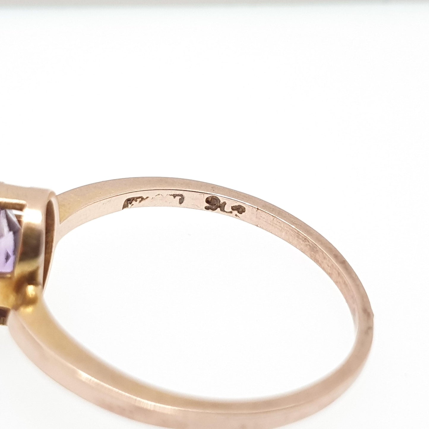 Antique 9ct 9k Gold Amethyst Ring Art Deco Oval Cut Solitaire Solid 375 9kt Genuine Gemstone Vintage Womens Jewelry Jewellery