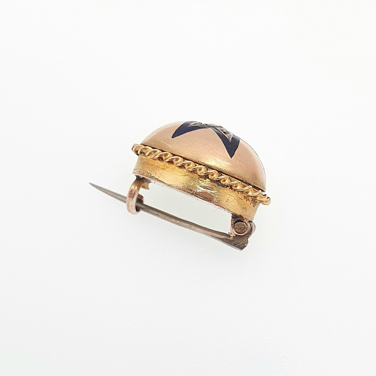 Antique 14k Gold Diamond Star Brooch Blue Enamel Rose Cut Solid 14kt 585 Victorian Pin Celestial Vintage Jewellery Jewelry