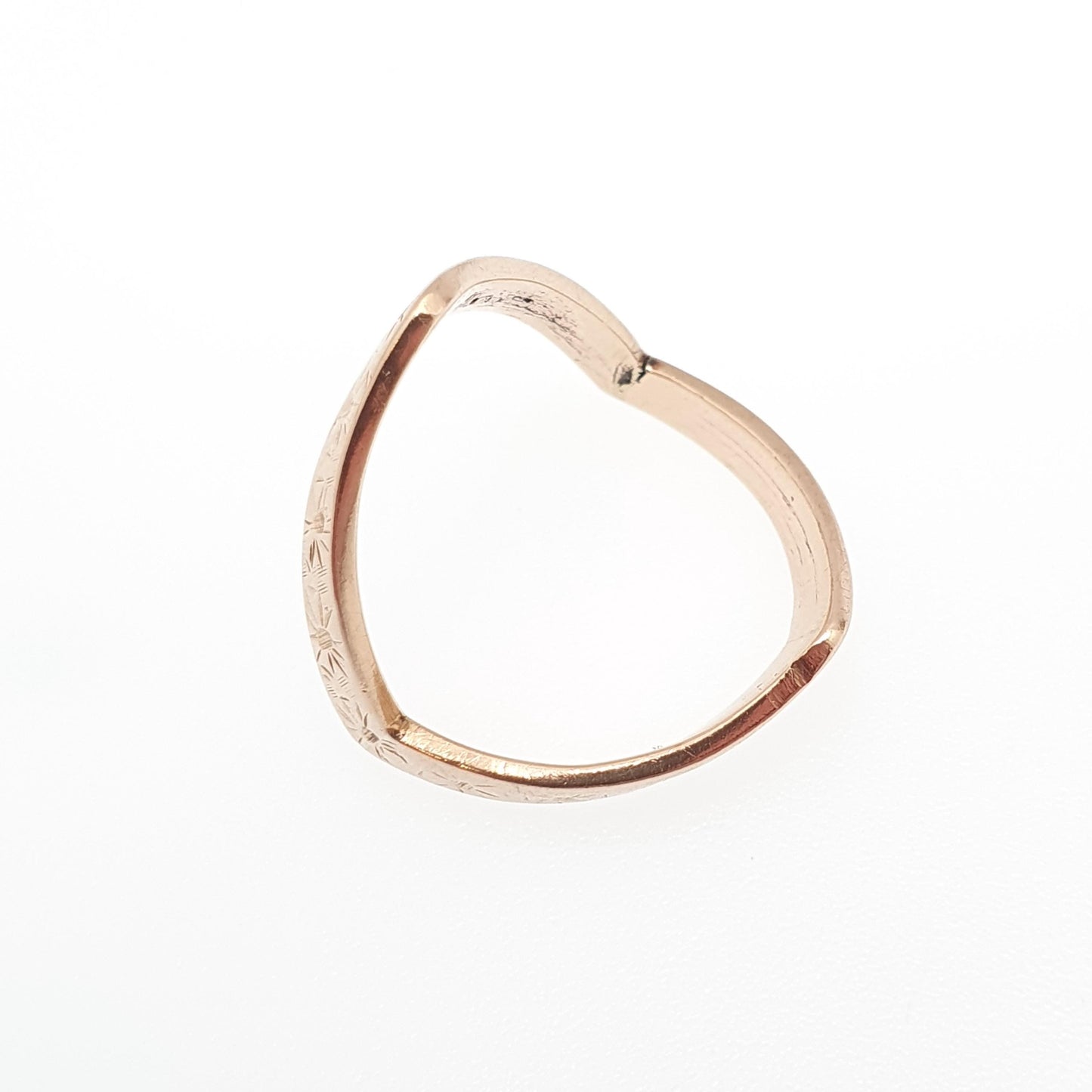 Vintage 9ct 9k Gold Wishbone Ring Star Engraved Solid 375 Yellow Double Point V Shape Womens Jewelry Jewellery