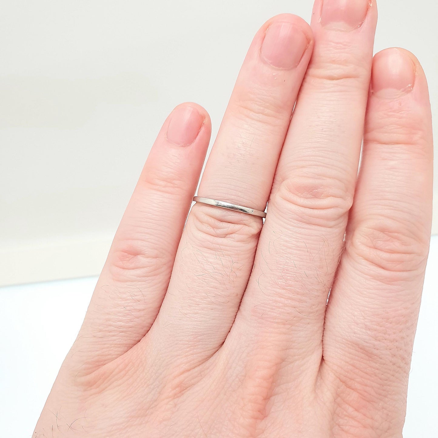Antique Art Deco Platinum Band Ring Octagonal Wedding Bands Plaint Solid 1920s Genuine Vintage Full Band Mens Womens