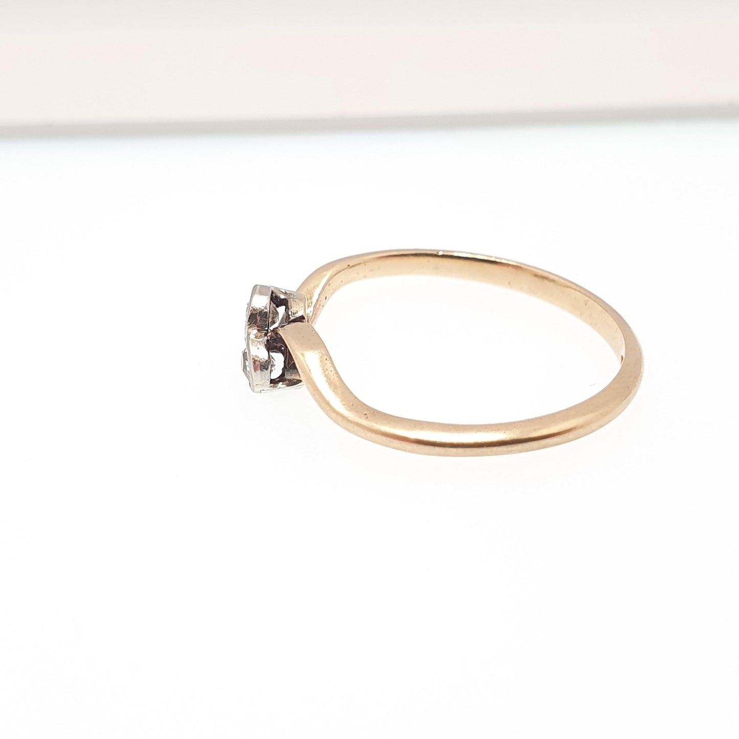 Antique 18k 18ct Gold Diamond Ring Toi Et Moi Old Cut Crossover Solid 750 Two Stone Wedding Vintage Jewelry Jewellery