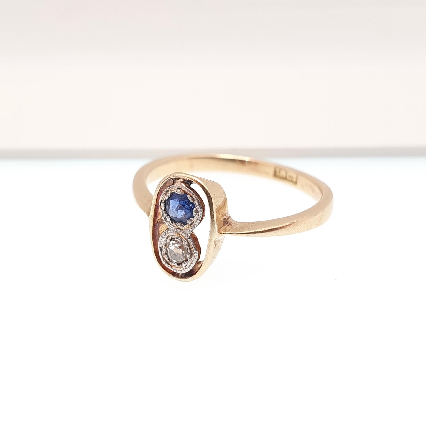Antique Sapphire & Diamond Ring 18k 18ct Gold Art Deco Natural Gemstones 1920s Solid 750 Vintage Jewelry Jewellery