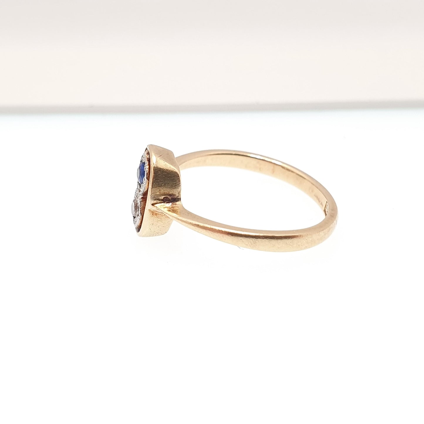 Antique Sapphire & Diamond Ring 18k 18ct Gold Art Deco Natural Gemstones 1920s Solid 750 Vintage Jewelry Jewellery