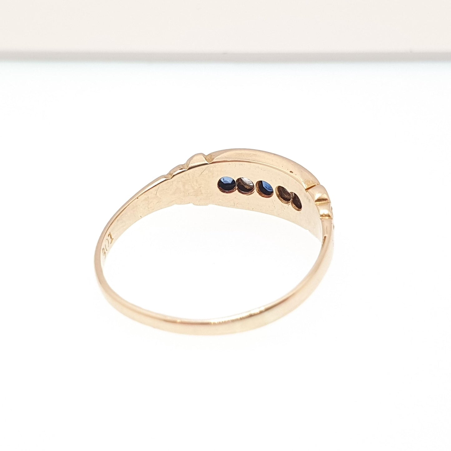 Antique 18ct Gold Sapphire & Diamond Ring Victorian Solid 18k 750 1894 Hallmark Five Gemstone Vintage Jewelry Jewellery