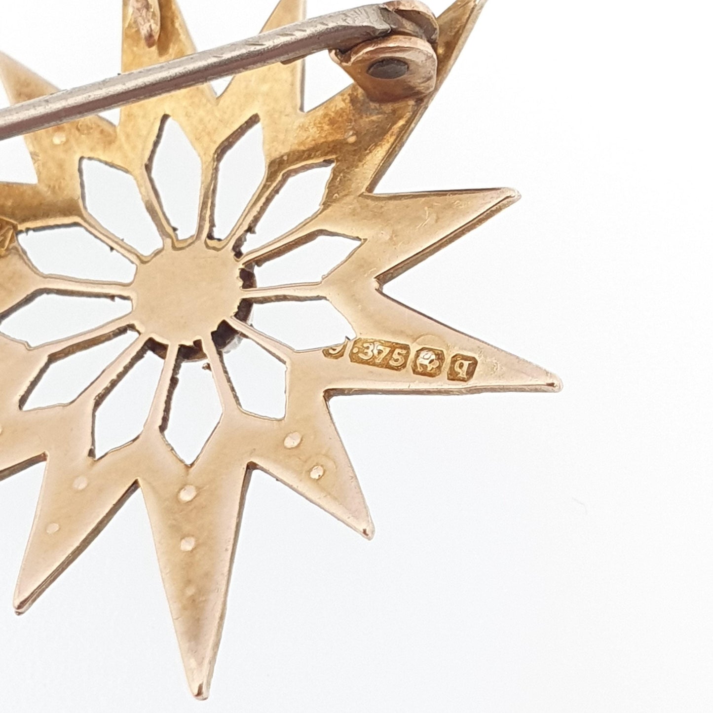 Antique 9ct 9k Gold Star Pendant Seed Pearl Necklace  Solid 9k 9kt 375 Celestial Vintage Jewellery Jewelry