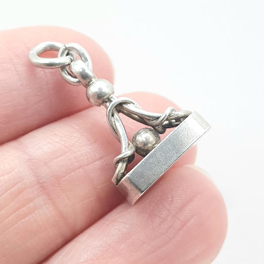 Antique Victorian Solid Silver Letter Seal Fob Pendant Albert Chain Not Engraved Vintage Women’s Men’s Unisex Necklace Jewelry Jewellery