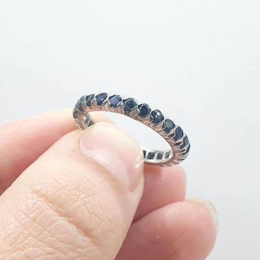 Vintage Genuine Sapphire Eternity Ring Silver Tone Base Metal Real Genuine Gemstones Women’s Jewelry Jewellery