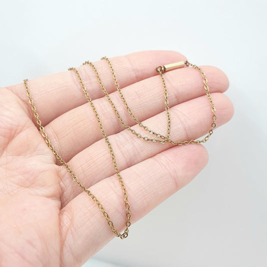 Antique Rolled Gold Cable Link Chain Necklace Trace Link 1.11g 43cm Gold Filled Vintage Mens Unisex Womens Jewelry Jewellery