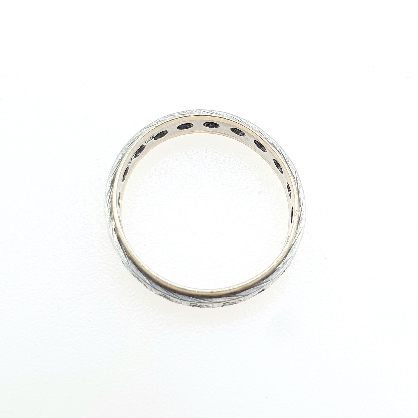 Antique 9ct Gold & Solid Silver Eternity Ring White Spinel Full Band Infinity Genuine Gemstone Womens Unisex Jewelry Jewellery
