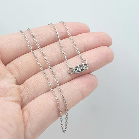 Antique Victorian Sterling Silver Cable Link Chain Necklace 1.77g 41cm Art Nouveau Clasp Trace Link Vintage Jewelry Jewellery