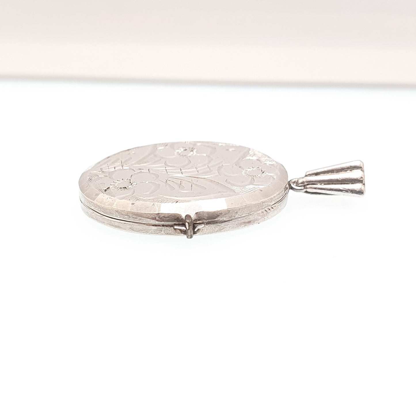 Vintage GEORG JENSEN Sterling Silver Locket Oval Flower Engraved Necklace Pendant Genuine GJ Ltd Jewelry Jewellery