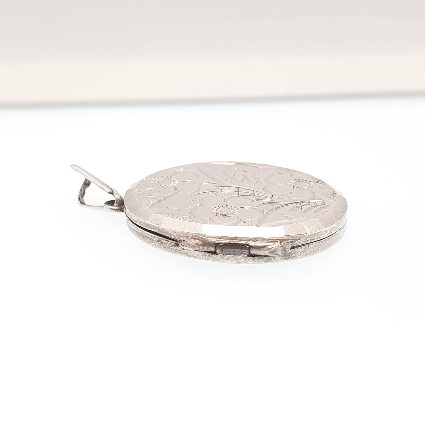 Vintage GEORG JENSEN Sterling Silver Locket Oval Flower Engraved Necklace Pendant Genuine GJ Ltd Jewelry Jewellery