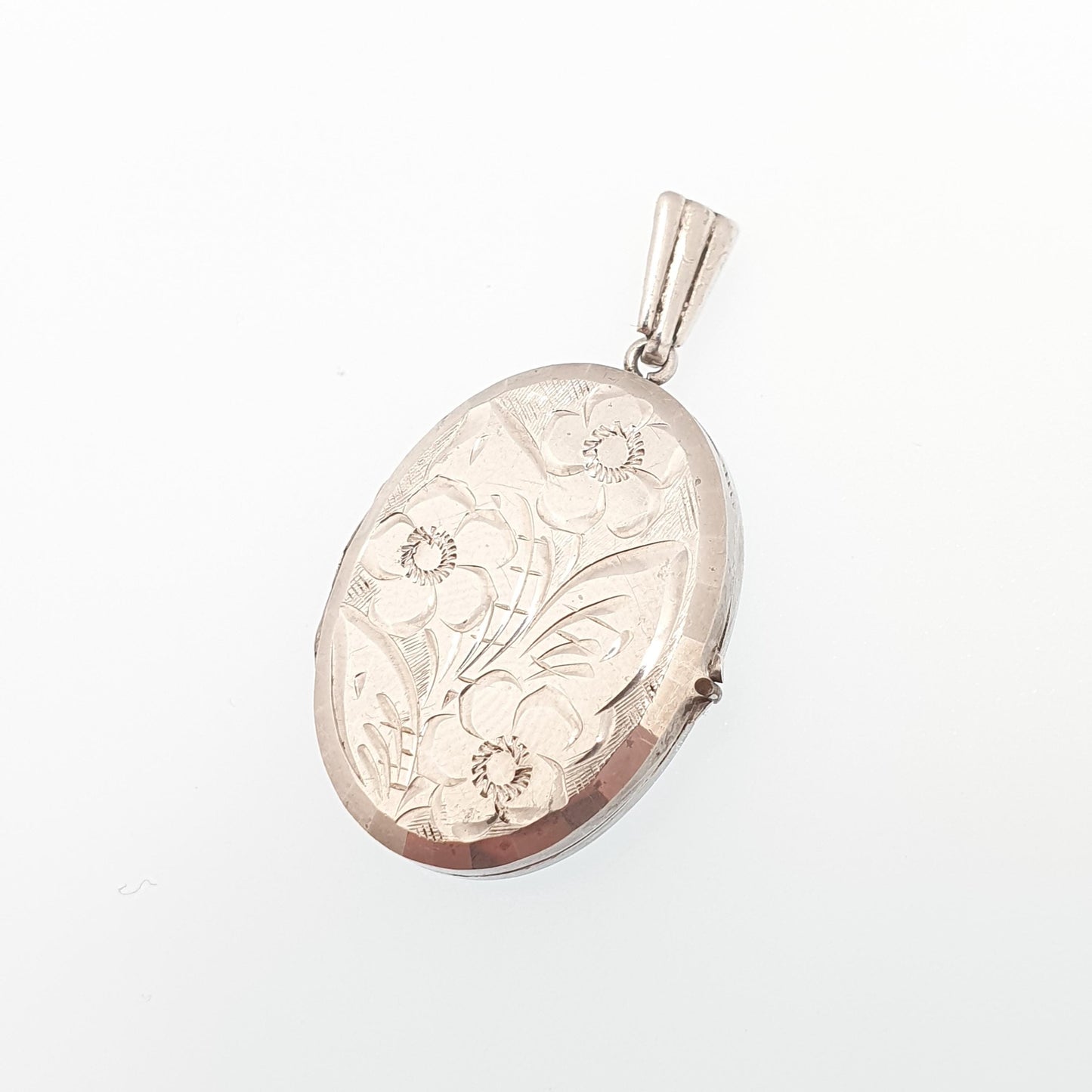 Vintage GEORG JENSEN Sterling Silver Locket Oval Flower Engraved Necklace Pendant Genuine GJ Ltd Jewelry Jewellery