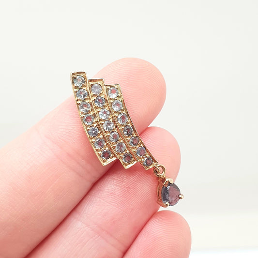 Vintage 9k 9ct Gold Green Sapphire Necklace Pendant Teal Solid 375 Genuine Gemstone Retro Womens Jewelry Jewellery
