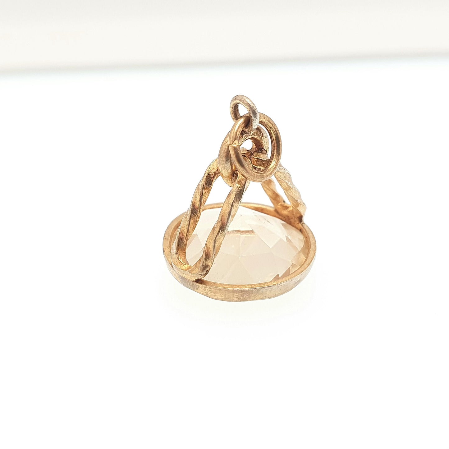 Antique Victorian Natural Citrine Fob Pendant Necklace Gold Gilt Genuine Gemstone Jewellery Jewelry