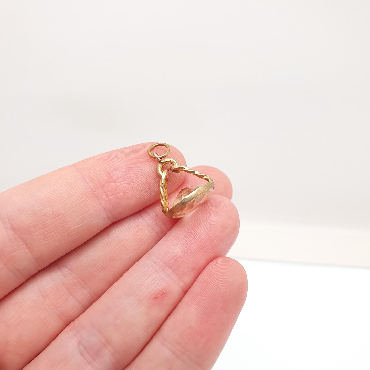 Antique Victorian Natural Citrine Fob Pendant Necklace Gold Gilt Genuine Gemstone Jewellery Jewelry