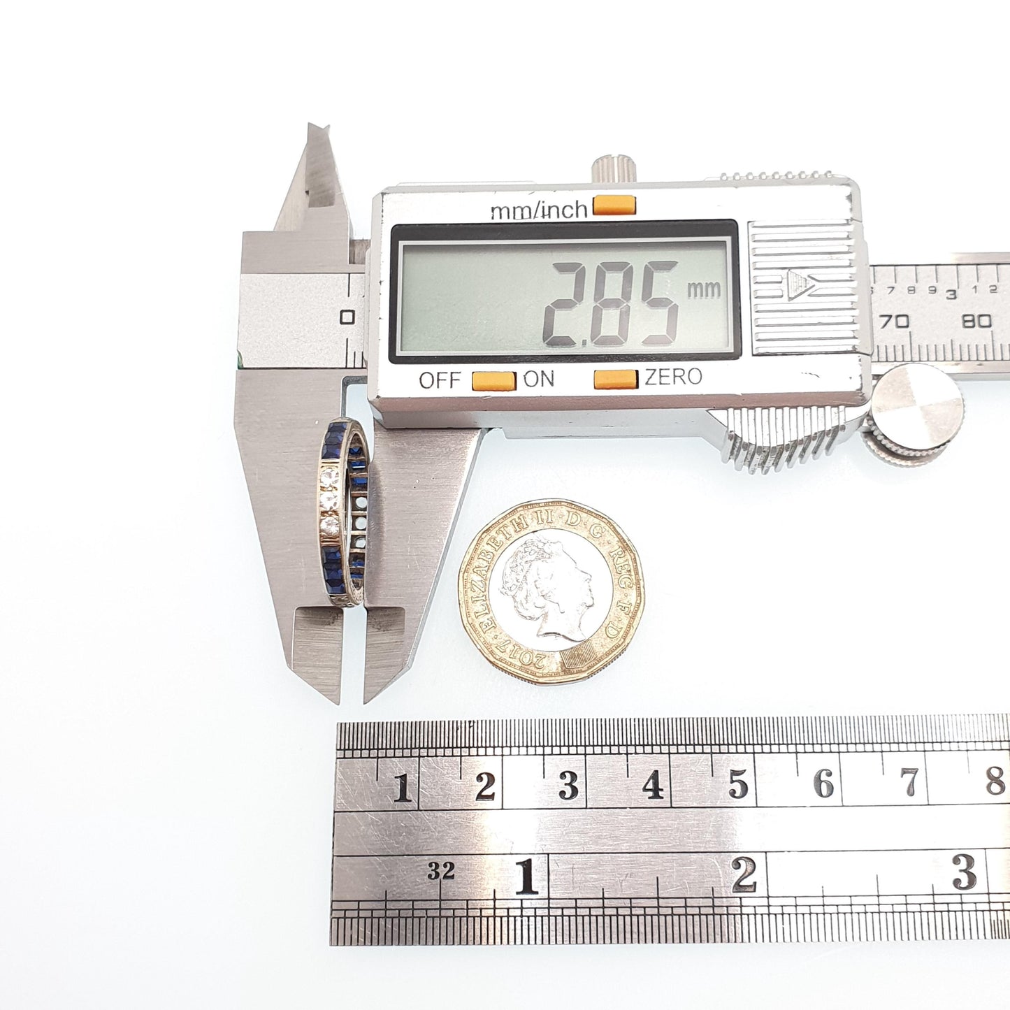 Antique 9ct Gold Sapphire Eternity Ring Solid 9k 9kt Genuine Gemstones Channel Set Art Deco Square Cut Jewelry Jewellery