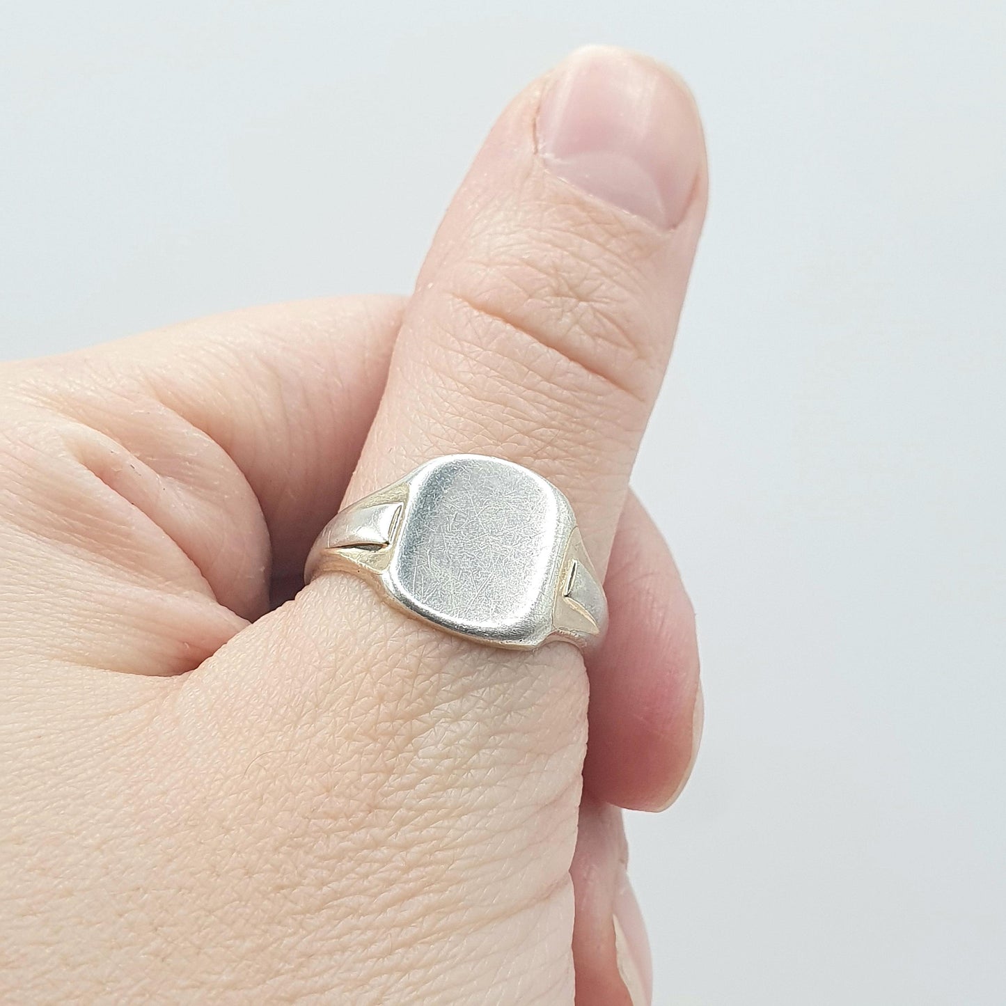 Old Vintage Sterling Silver Gold Vermeil Signet Ring Square Chunky 1930s Mens Womens Jewelry Jewellery