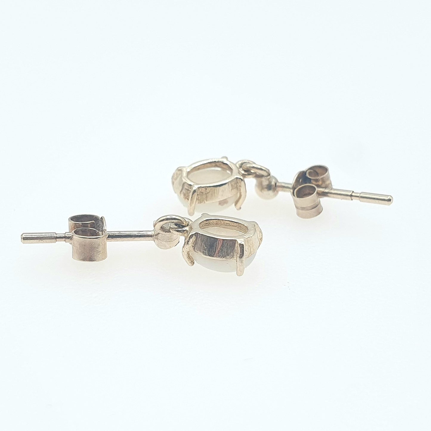 Vintage 9ct Gold Opal Earrings Stud and Drop Oval Cabochon Fire Gemstone Solid 9k 9kt Retro Womens Jewelry Jewellery