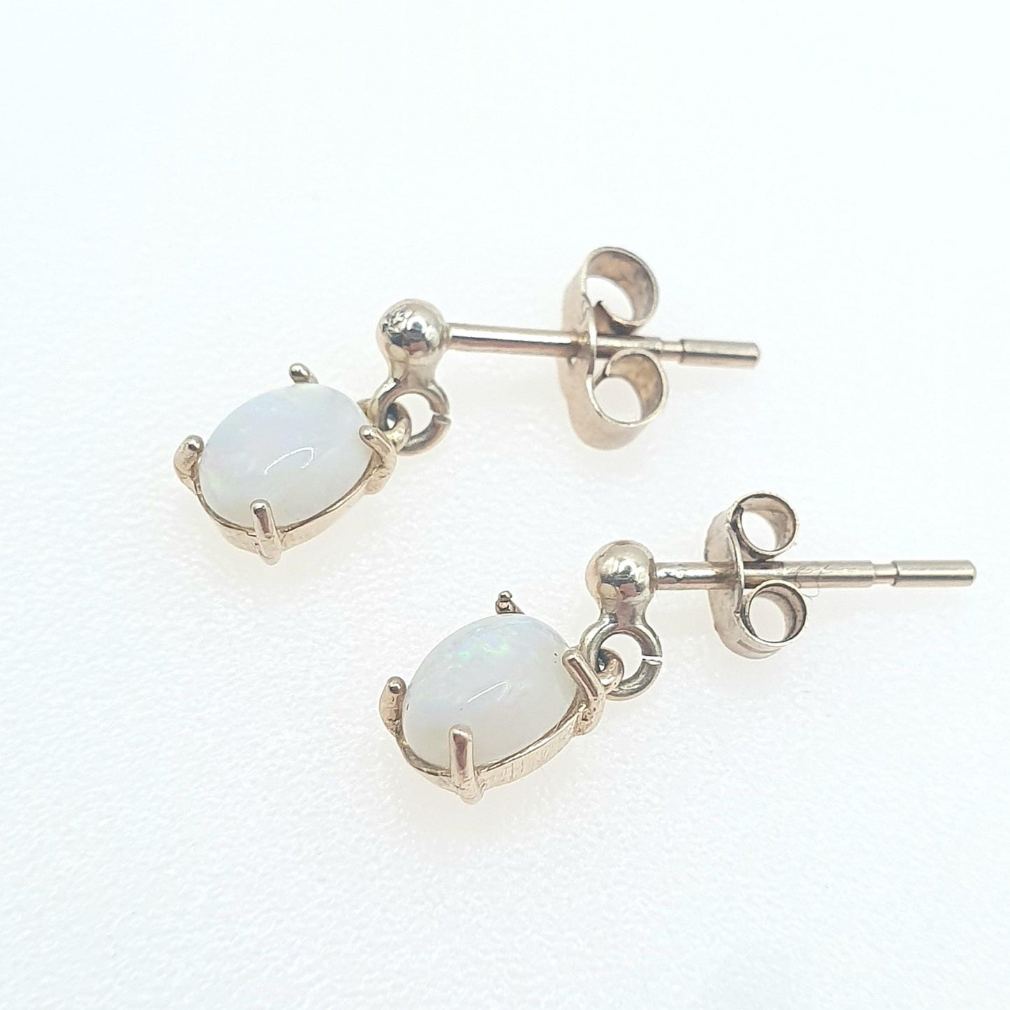 Vintage 9ct Gold Opal Earrings Stud and Drop Oval Cabochon Fire Gemstone Solid 9k 9kt Retro Womens Jewelry Jewellery