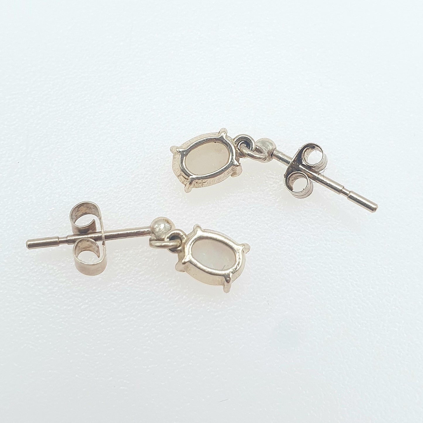 Vintage 9ct Gold Opal Earrings Stud and Drop Oval Cabochon Fire Gemstone Solid 9k 9kt Retro Womens Jewelry Jewellery