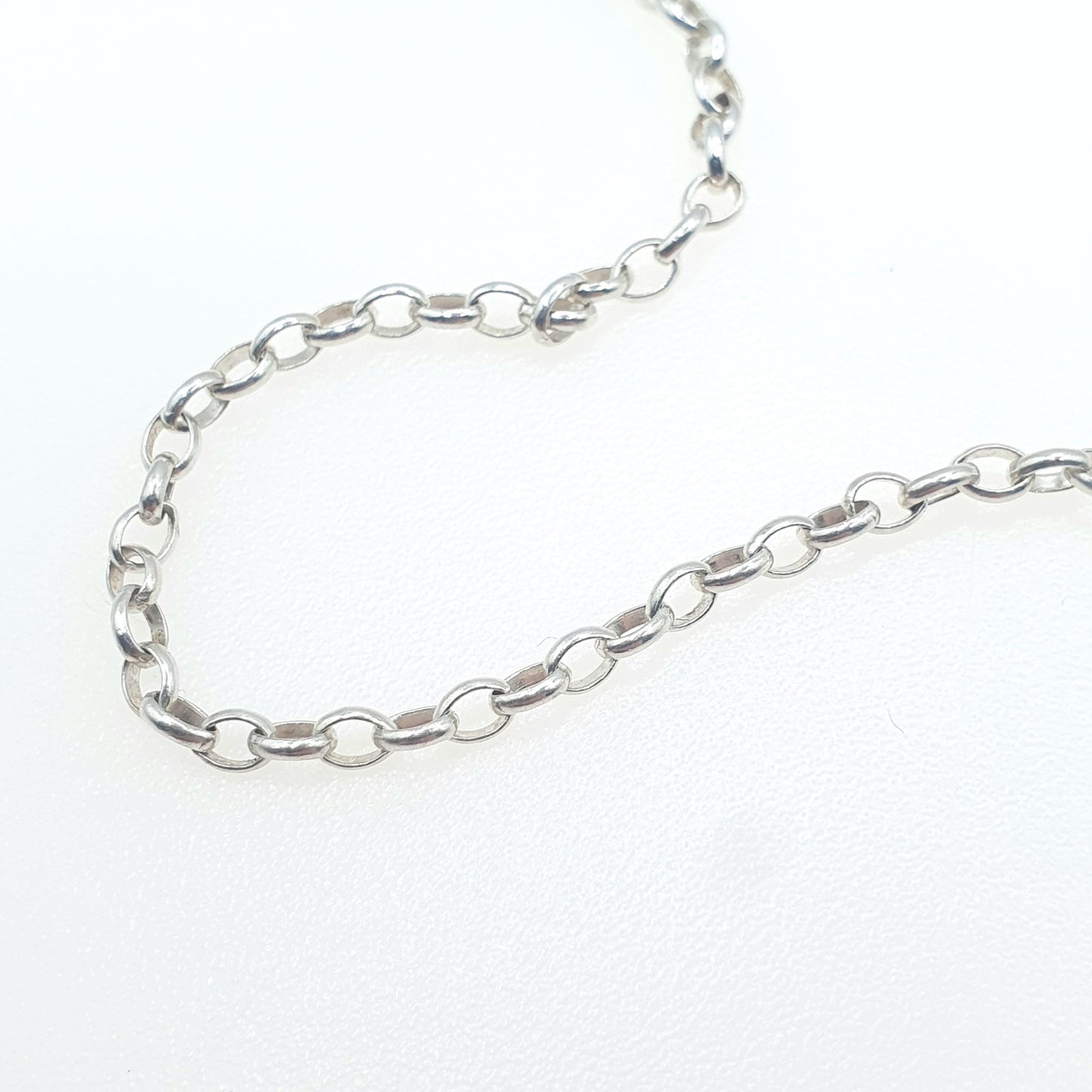 Vintage Sterling Silver Belcher Link Chain Necklace Oval Links Long 6.34g 62cm Womens Men’s Unisex Jewellery Jewelry