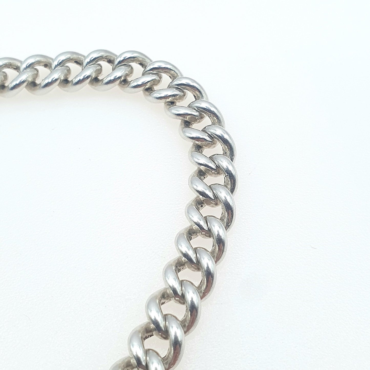 Old Vintage Solid Silver Curb Link Chain Bracelet Friedrich Binder FBM 23.92g 21cm Unisex Mens Womens Thick Big Chunky Jewellery