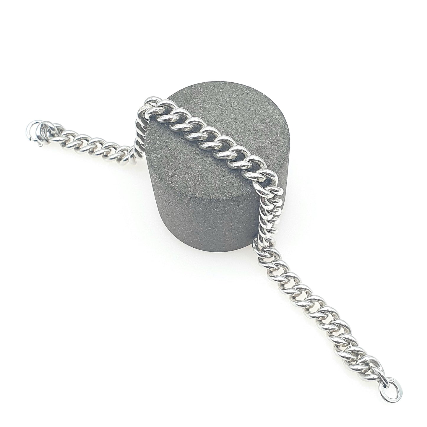 Old Vintage Solid Silver Curb Link Chain Bracelet Friedrich Binder FBM 23.92g 21cm Unisex Mens Womens Thick Big Chunky Jewellery