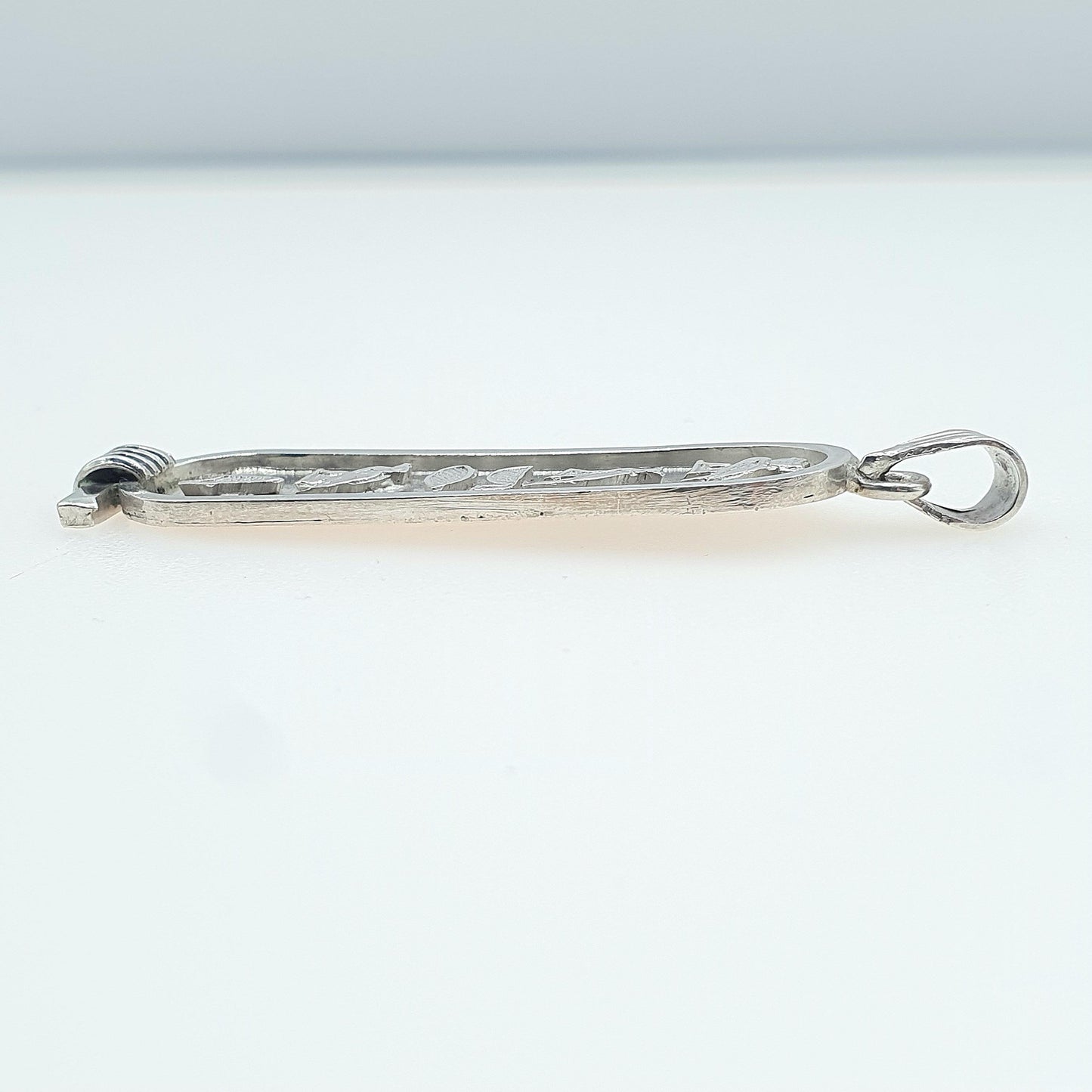 Vintage Solid Silver Egyptian Hieroglyph Pendant Necklace Stamped with Egypt Hallmarks Retro Unisex Womens Mens Jewelry Jewellery