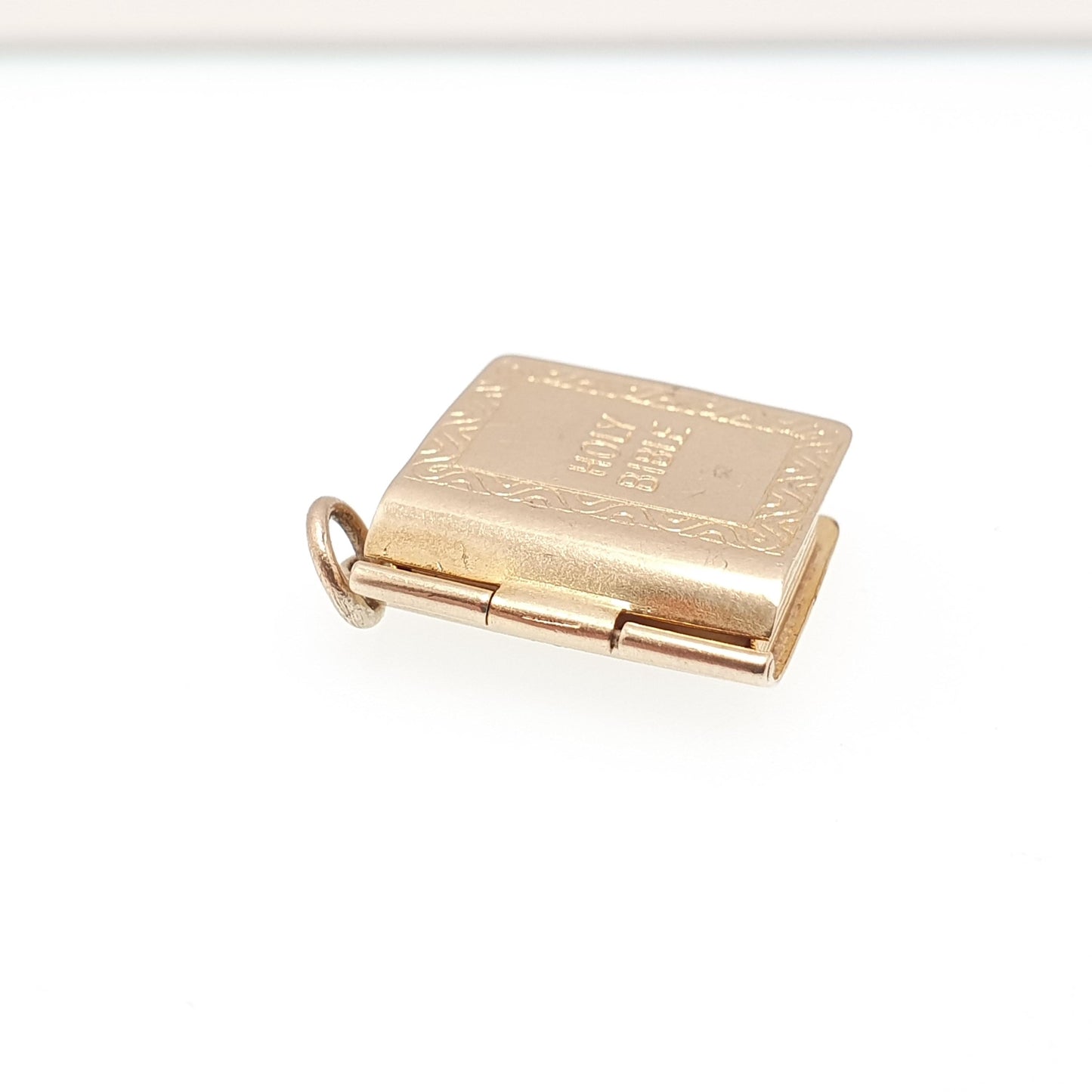 Vintage 9ct 9k Gold Bible Charm Bracelet Opening with Old and New Testament Necklace Pendant Solid 375 Christian Catholic Jewellery Jewelry