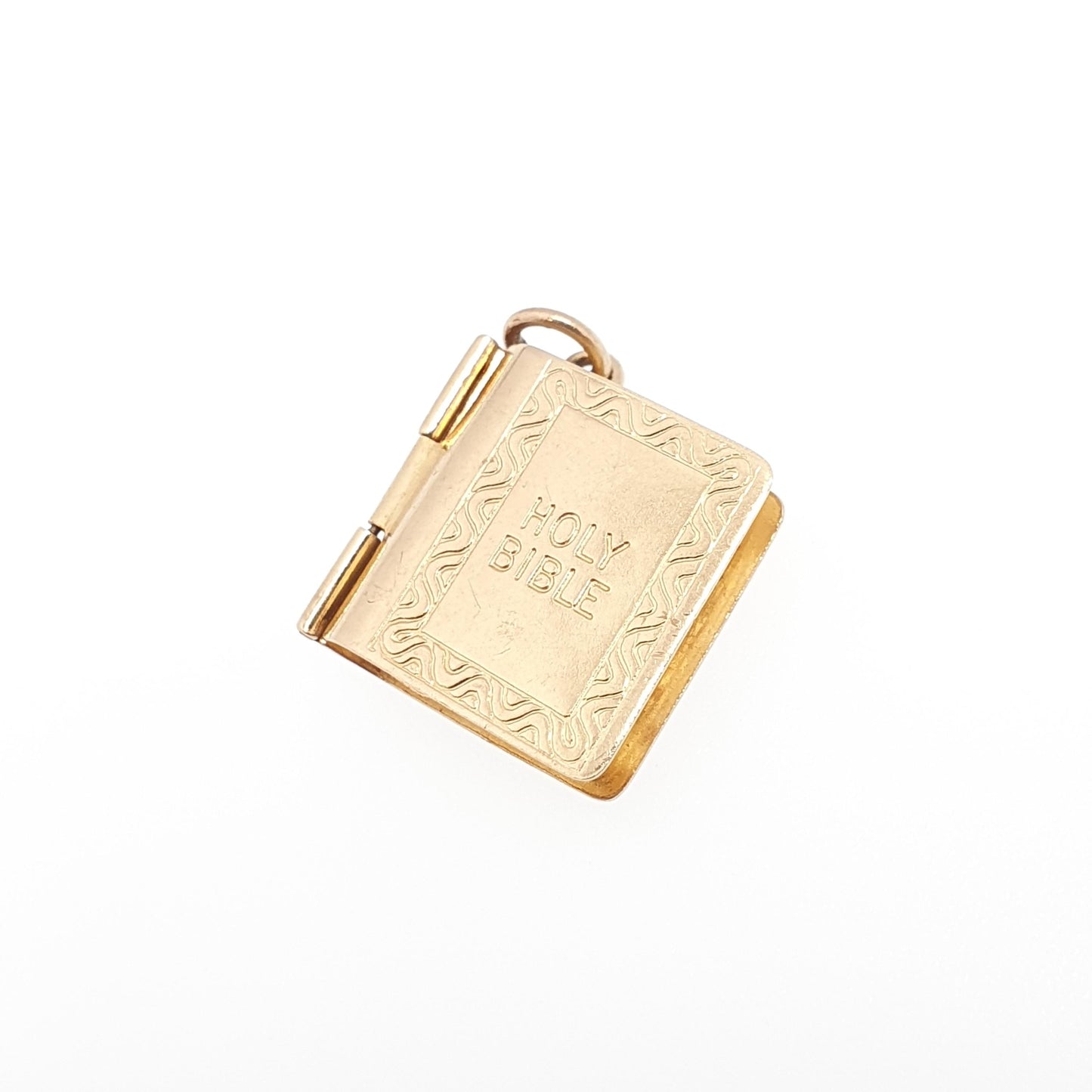 Vintage 9ct 9k Gold Bible Charm Bracelet Opening with Old and New Testament Necklace Pendant Solid 375 Christian Catholic Jewellery Jewelry