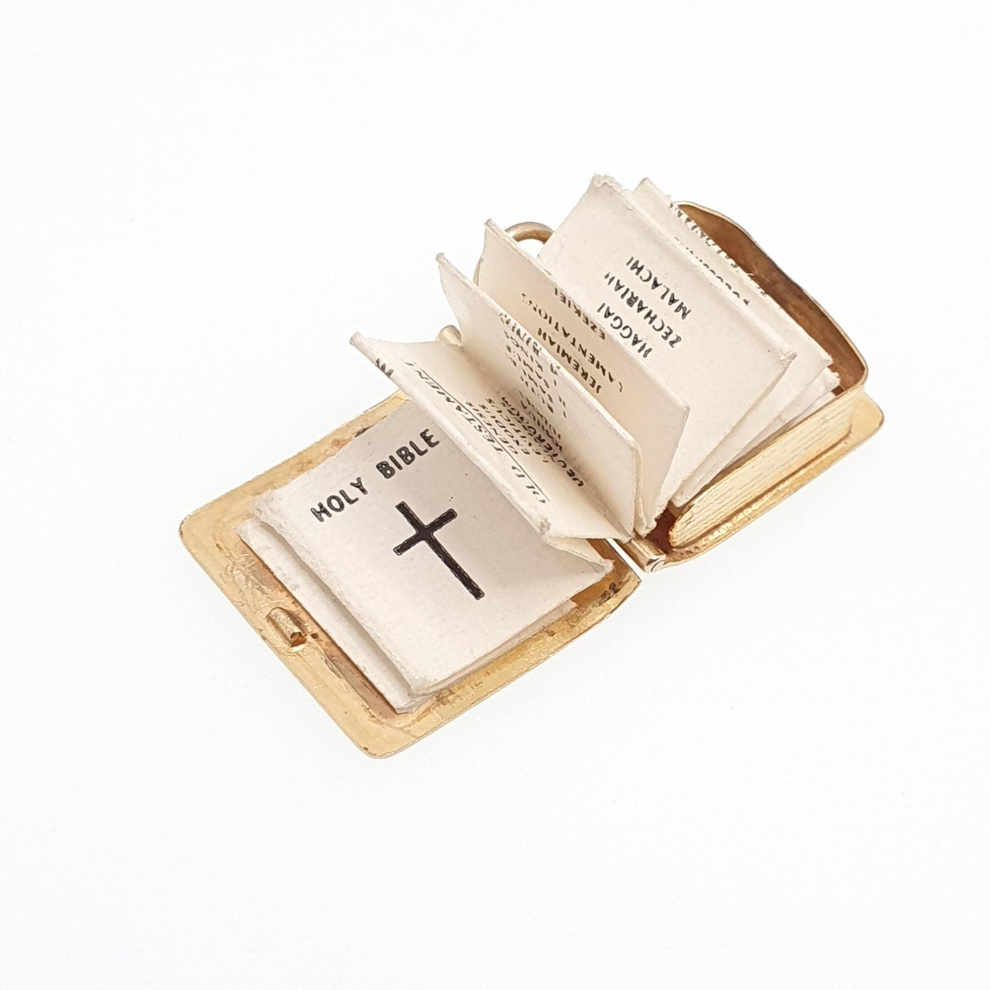 Vintage 9ct 9k Gold Bible Charm Bracelet Opening with Old and New Testament Necklace Pendant Solid 375 Christian Catholic Jewellery Jewelry