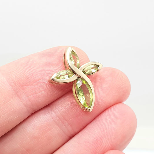 Vintage 9k 9ct Gold Peridot Olivine Necklace Pendant Cluster Halo Lime Green Gemstone Solid 375 Jewelry Jewellery