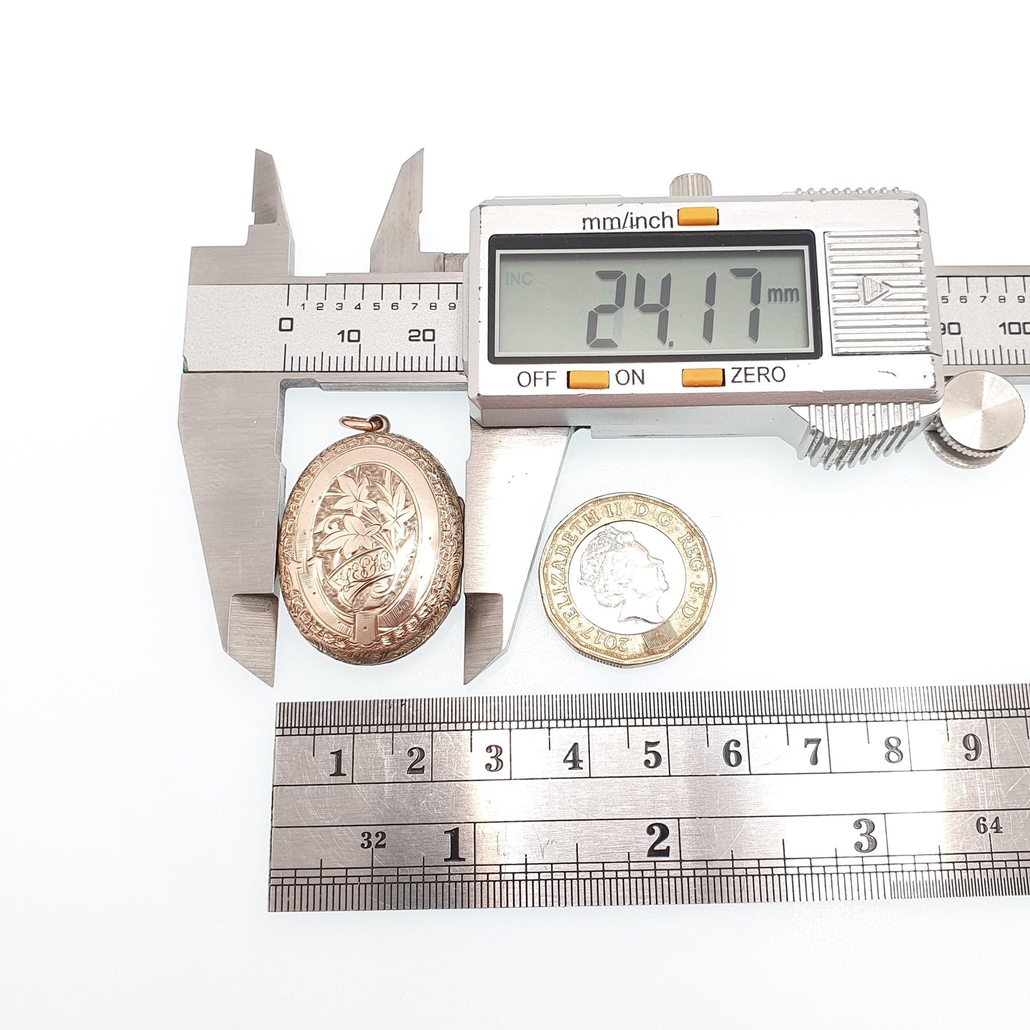 Antique 9ct Rose Gold Locket Oval Victorian Solid 9k 375 Back and Front Hand Engraved Pendant Necklace Jewelry Jewellery