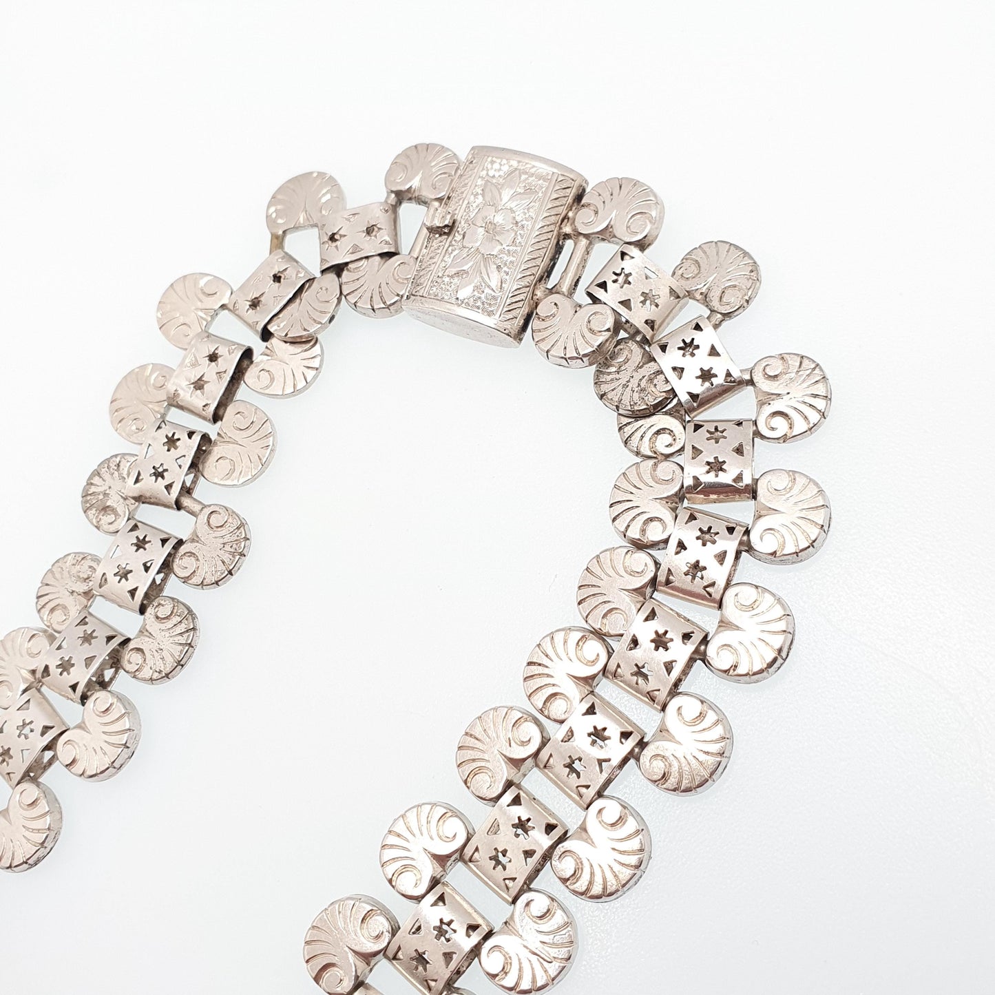 Antique Victorian Solid Silver Collar Necklace Book Chain Bookchain Bead Etruscan Choker Link 42cm 54.76g Vintage Jewelry Jewellery