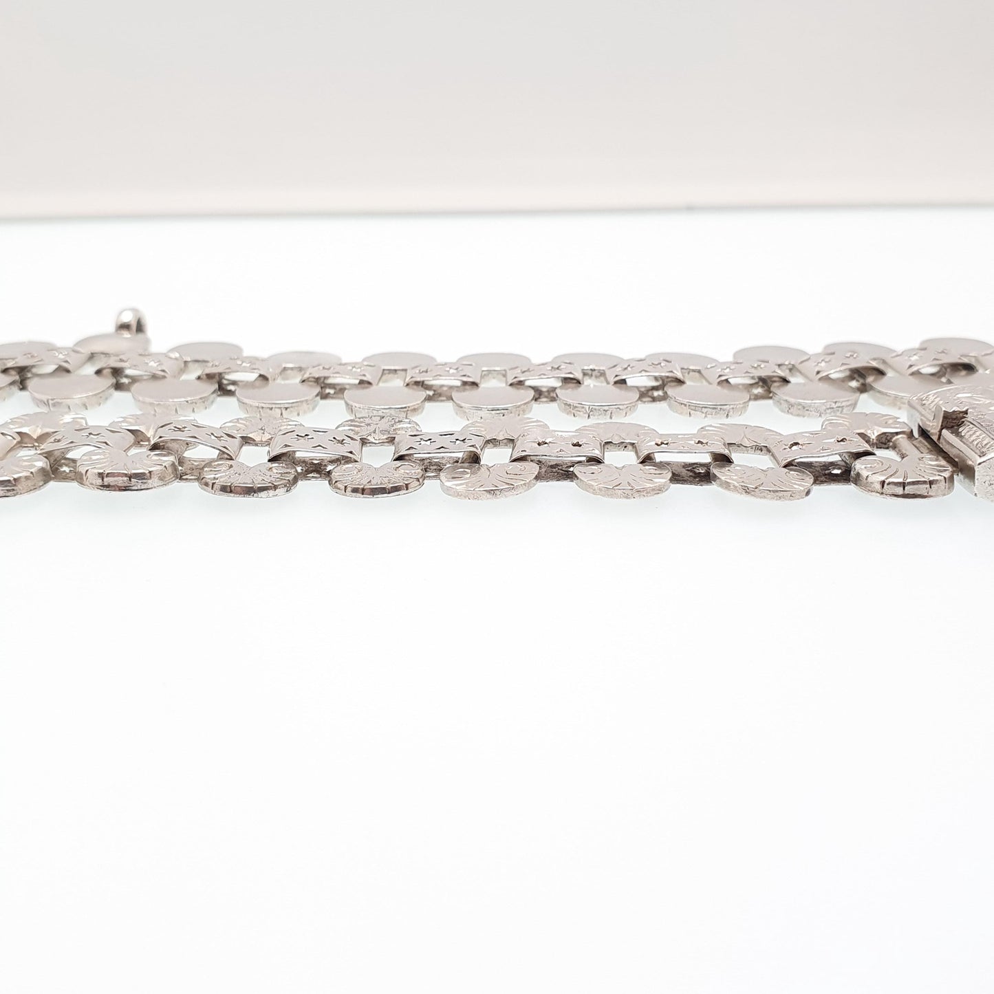 Antique Victorian Solid Silver Collar Necklace Book Chain Bookchain Bead Etruscan Choker Link 42cm 54.76g Vintage Jewelry Jewellery