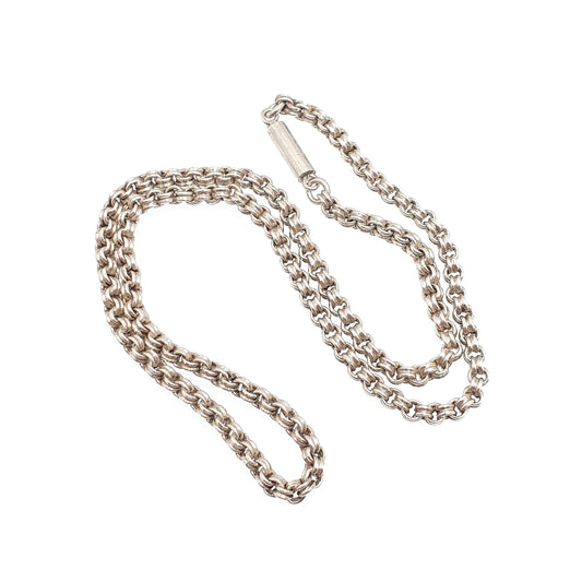 Antique Victorian Solid Silver Belcher Chain Necklace 41cm 16.1" 7.00g Crimped Rolo Links 1800s Vintage Mens Womens Jewelry