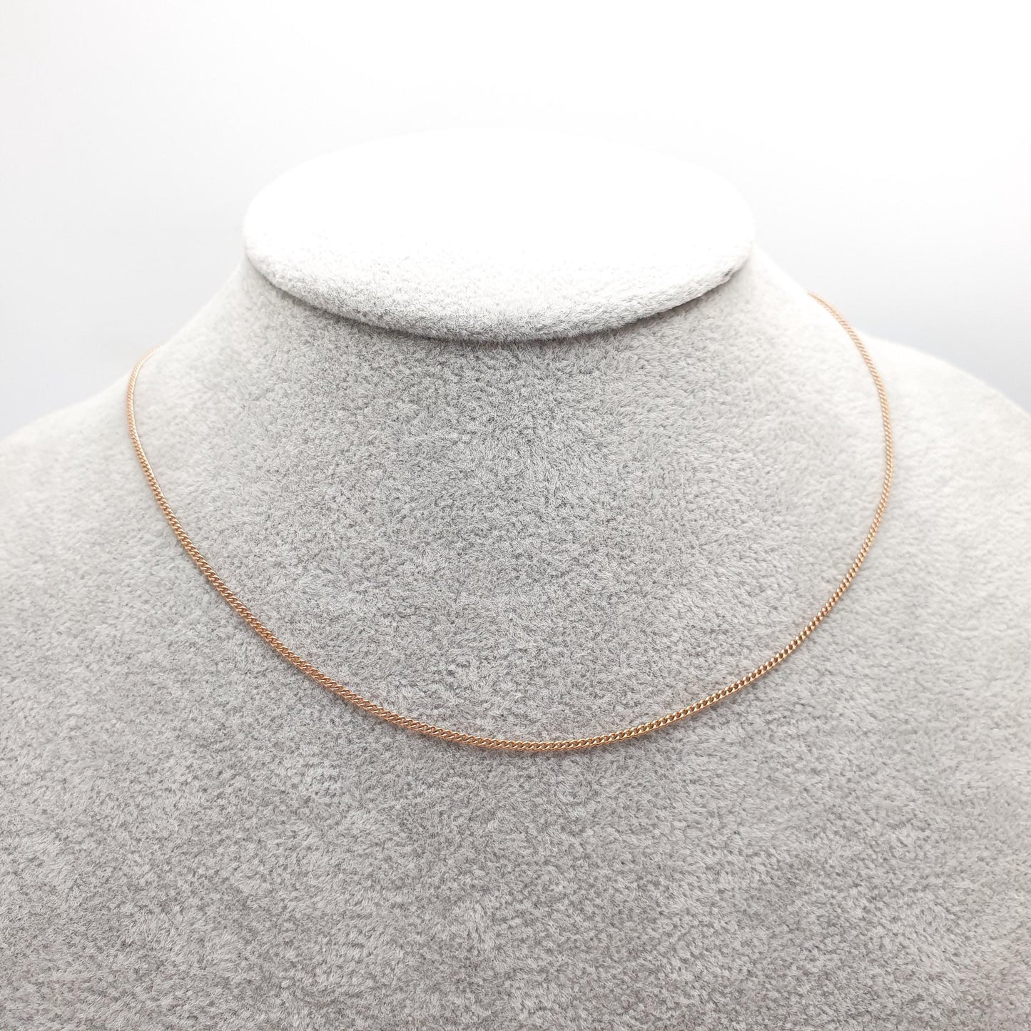 Antique 9ct 9k Rose Gold Chain Necklace Curb Link Victorian 40cm 15.7" 2.23g Solid 9 Carat 9k Vintage Womens Jewelry Jewelry