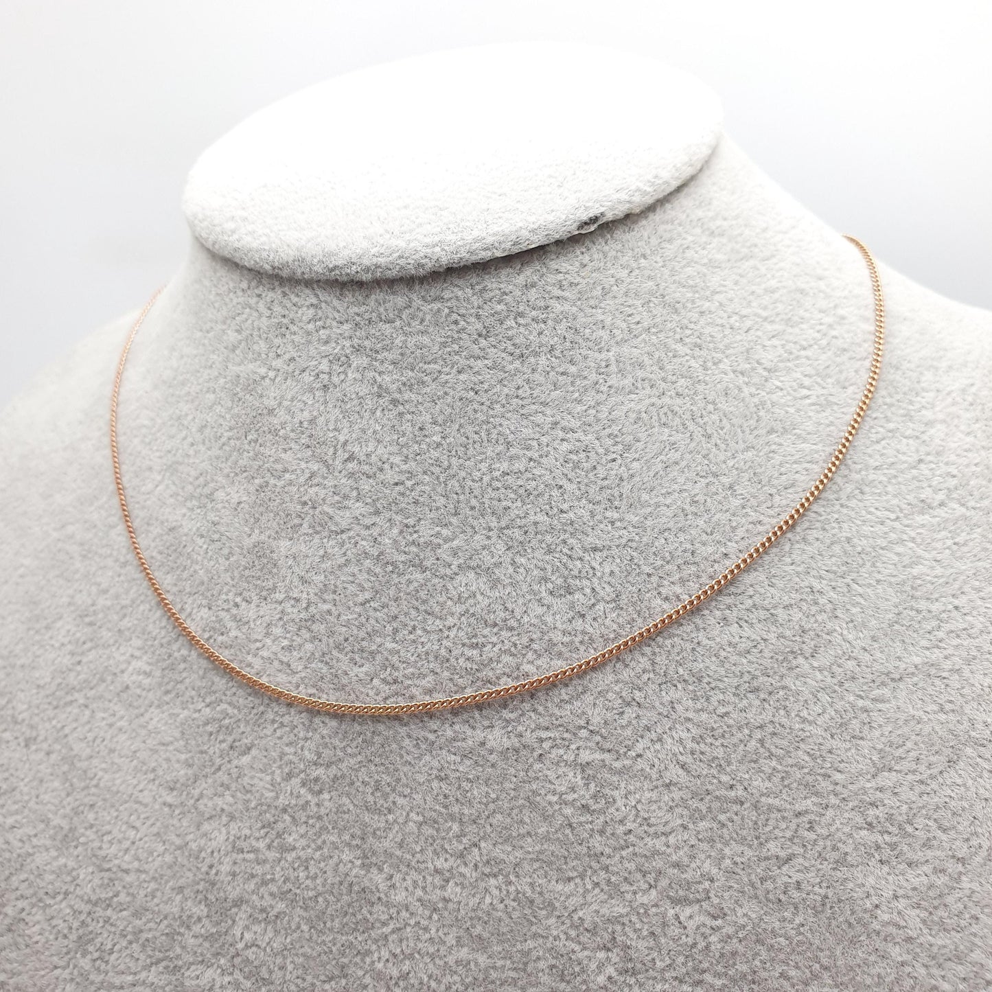 Antique 9ct 9k Rose Gold Chain Necklace Curb Link Victorian 40cm 15.7" 2.23g Solid 9 Carat 9k Vintage Womens Jewelry Jewelry