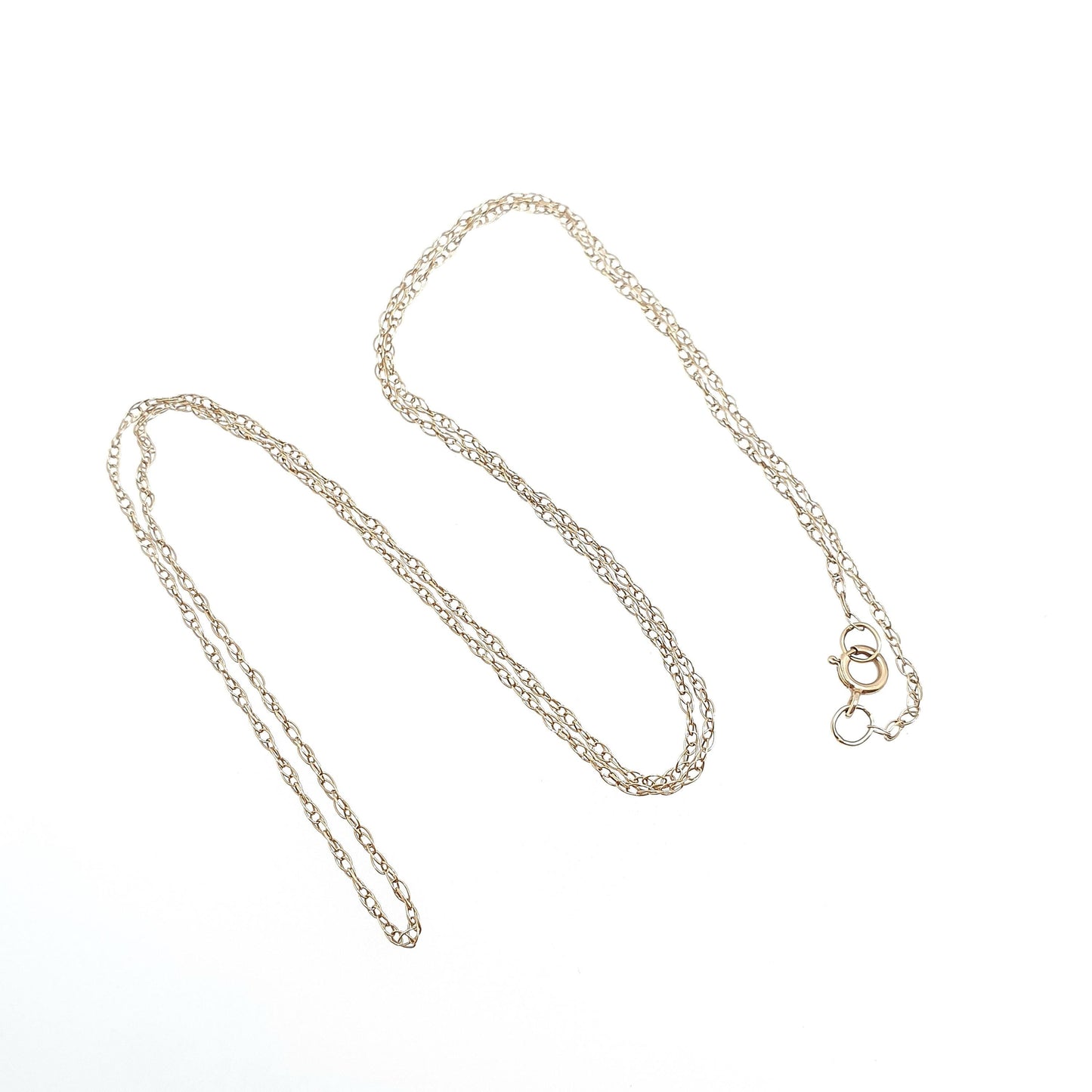Vintage 9k 9ct Gold Chain Necklace Rope Link 47cm 18.5" 0.72g Twisting Helix Long Fine Solid 375 Jewelry Jewellery