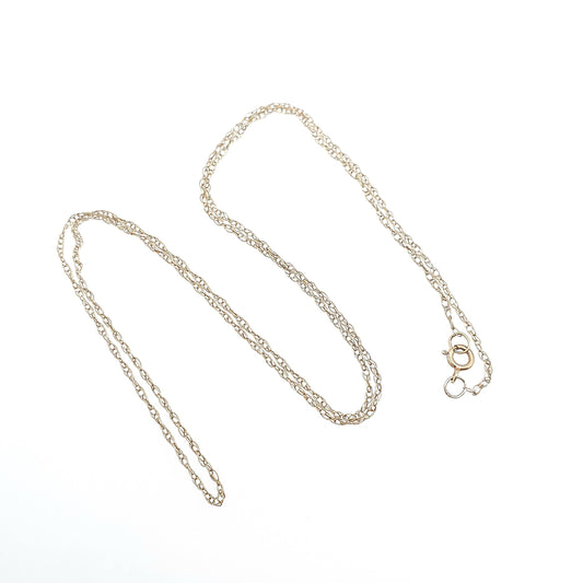 Vintage 9k 9ct Gold Chain Necklace Rope Link 47cm 18.5" 0.72g Twisting Helix Long Fine Solid 375 Jewelry Jewellery