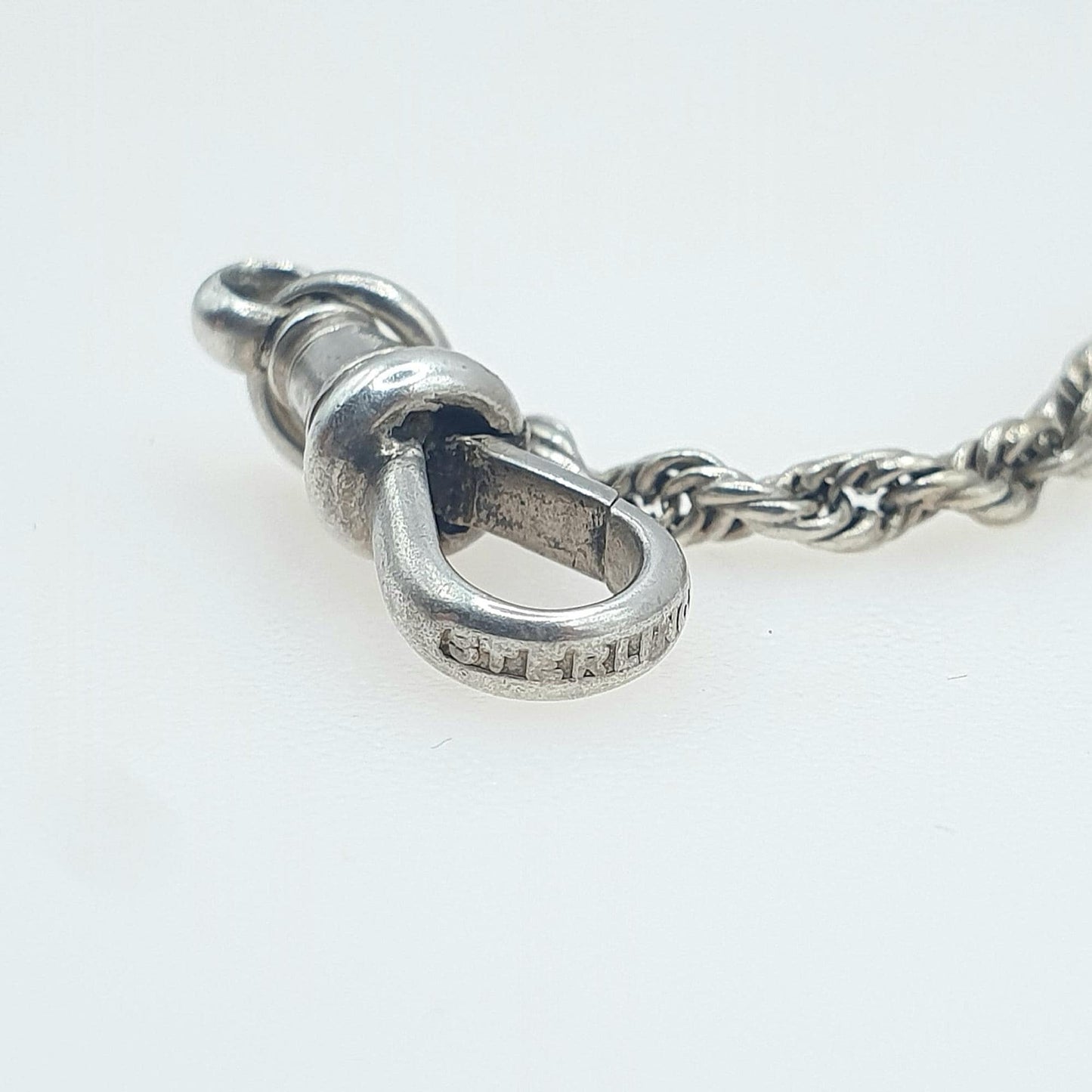 Antique Victorian Sterling Silver Albertina Chain Bracelet Dog Clip Rope Link Women’s Men’s Unisex Jewellery Jewelry 6.73g 22cm