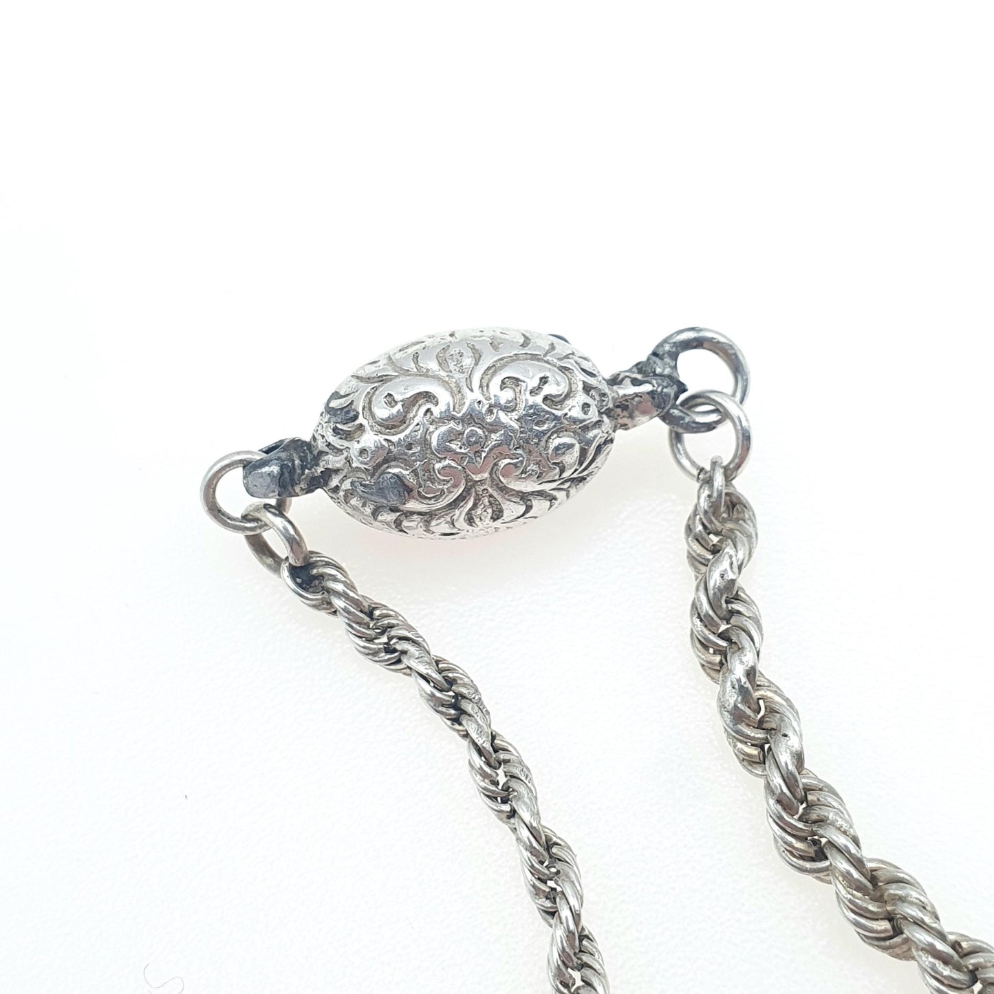 Antique Victorian Sterling Silver Albertina Chain Bracelet Dog Clip Rope Link Women’s Men’s Unisex Jewellery Jewelry 6.73g 22cm