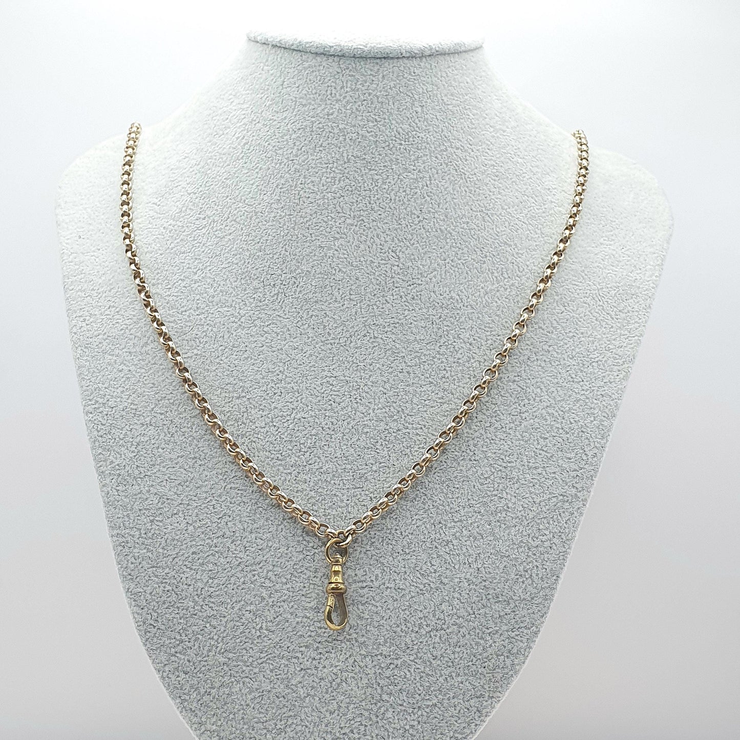 Antique Victorian Rolled Gold Muff Chain Necklace Dog Clip Guard Chain Belcher Link 25.39g 84cm Long Vintage Men’s Women’s Jewellery Jewelry