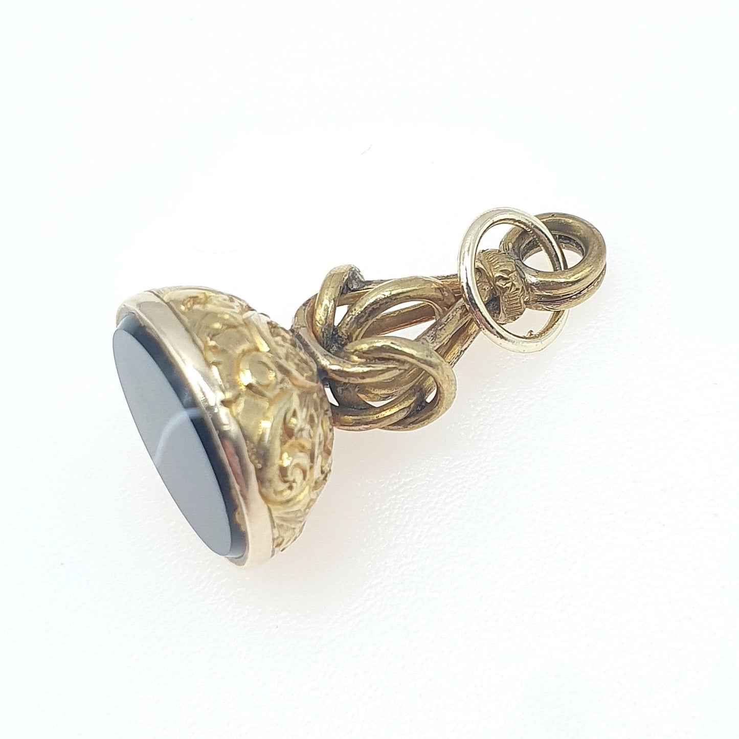 Antique Victorian Rolled Gold Agate Seal Fob Pendant Chased and Knot Genuine Humbug Gemstone Gold Filled Jewellery Jewelry