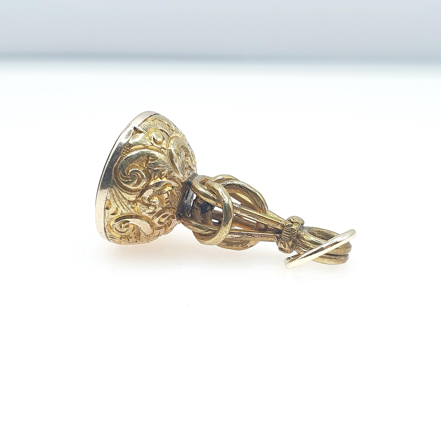 Antique Victorian Rolled Gold Agate Seal Fob Pendant Chased and Knot Genuine Humbug Gemstone Gold Filled Jewellery Jewelry